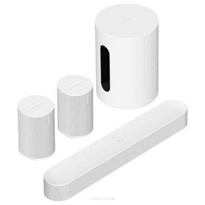 SONOS BEAM GEN2 + 2 x ERA 100 + SUB MINI Zestaw Biały Autoryzowany Dealer